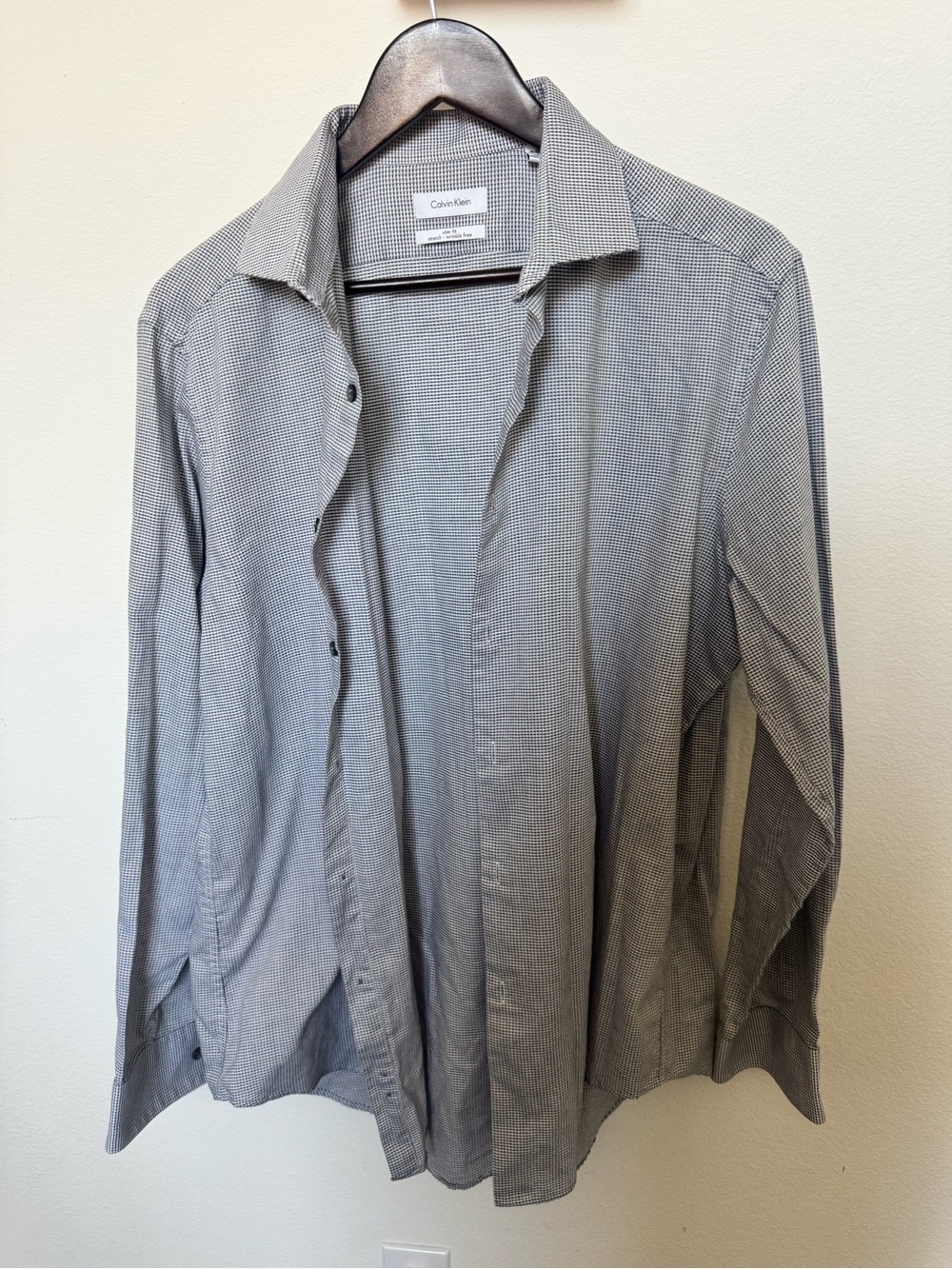 Calvin Klein Slim Fit Button-Down Shirt - Black and White Microcheck